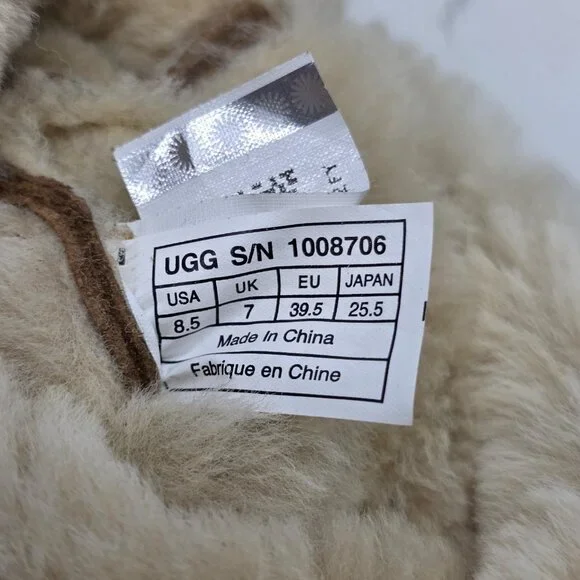 UGG Boots Womens 8.5 Samantha Chestnut Brown Shearling Suede Knee Tall 1008706